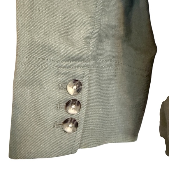 Anthropologie Hei Hei Blazer Jacket Sz 8 Sage Green Ruffle Hem Linen Blend - Picture 6 of 12